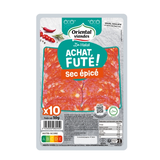 Saucisson Sec Epicé Halal en Tranches ORIENTAL VIANDES