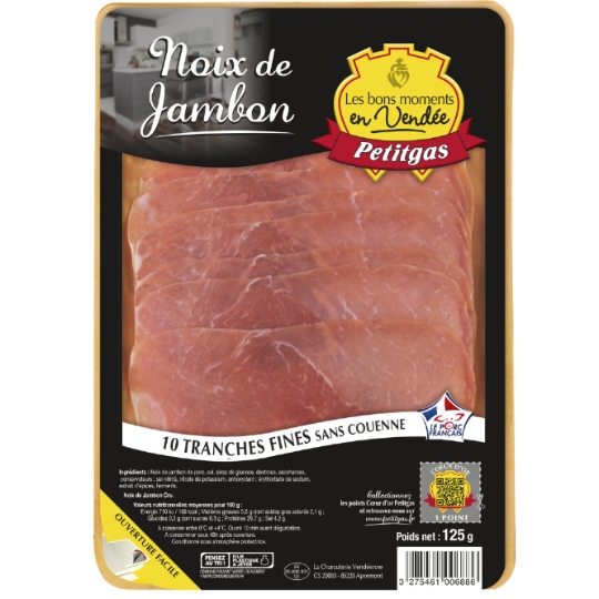 Noix de Jambon 10 Tranches Fines sans Couenne PETITGAS