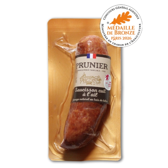 Saucisson Cuit à l'Ail au Fumage Naturel au Bois de Hêtre PRUNIER