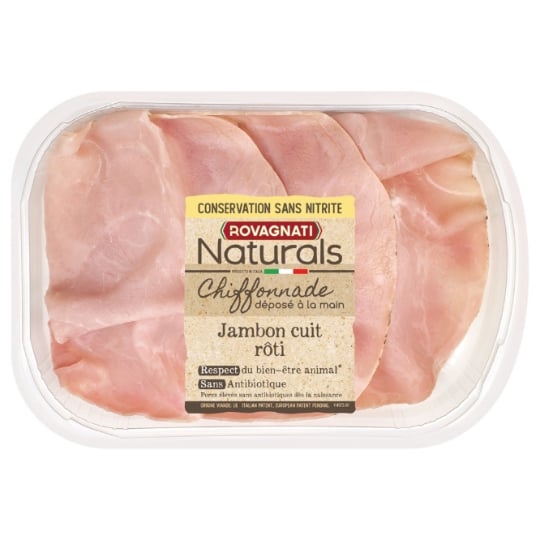 Jambon cuit rôti chiffonnade sans nitrite  ROVAGNATI