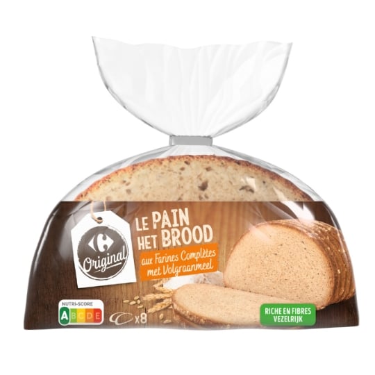 Pain aux Farines Complètes Tranché CARREFOUR ORIGINAL