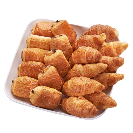 Assortiment Viennoiseries : 10 Croissants et 10 Pains au Chocolat Pur Beurre