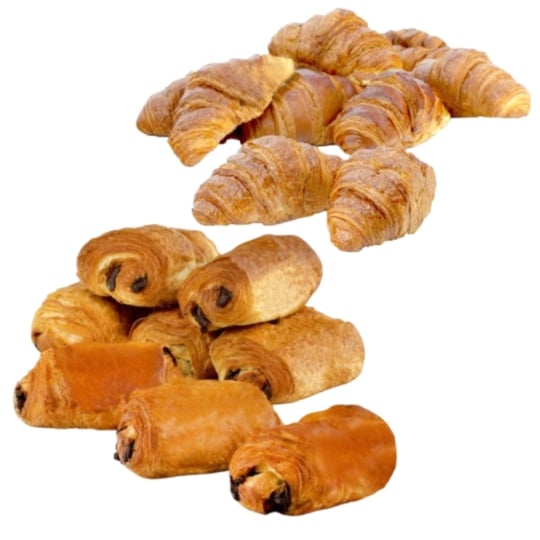 Assortiment Viennoiseries : 8 Croissants et 8 Pains au Chocolat