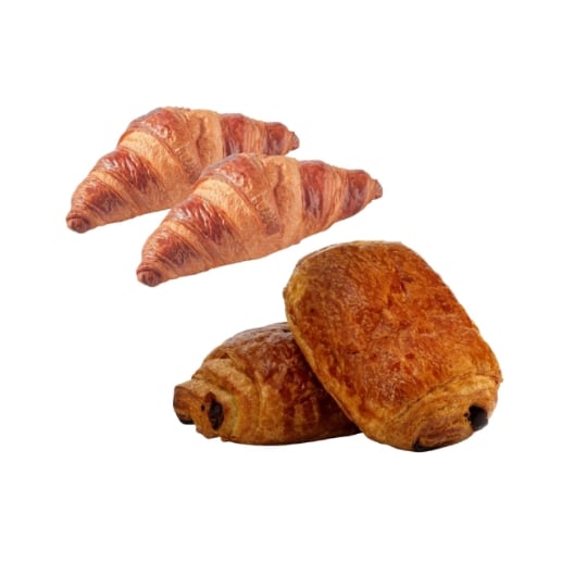 Assortiment Viennoiseries : 2 Croissants et 2 Pains au Chocolat