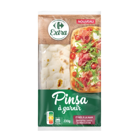 Pinsa à garnir étirée à la main croustillante & moelleuse CARREFOUR EXTRA