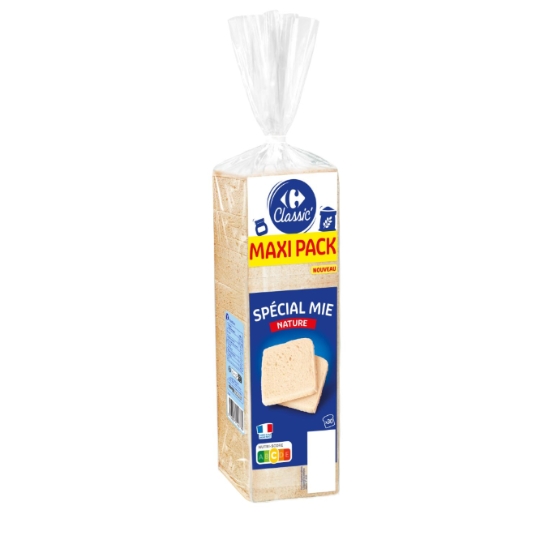 Pain de mie nature et farine de blé origine France CARREFOUR CLASSIC'