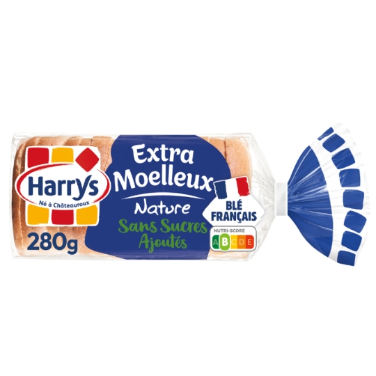 Pain de mie extra moelleux nature sans sucres ajoutés sans additifs HARRYS