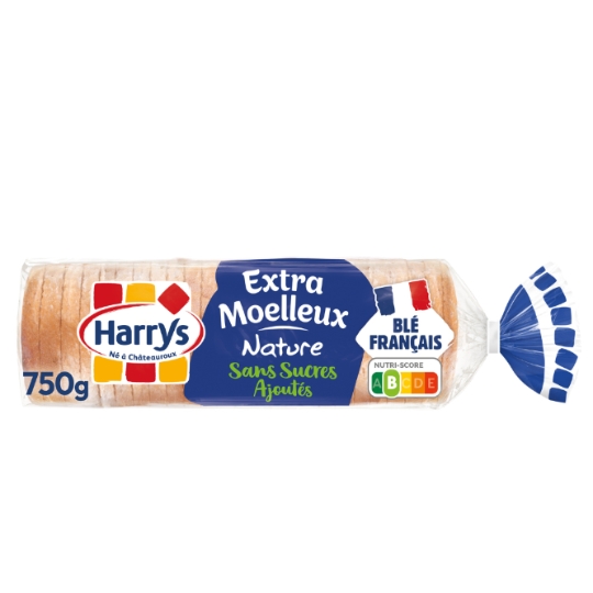 Pain de mie extra moelleux nature sans sucres ajoutés maxi format sans additifs HARRYS