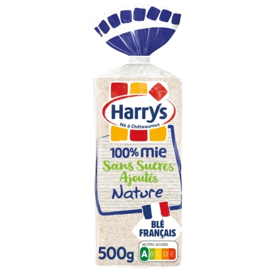 Pain de mie 100% mie nature sans croûte sans sucres ajoutés sans additifs HARRYS
