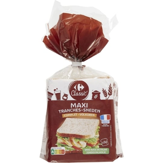 Pain de mie complet maxi tranches CARREFOUR CLASSIC'