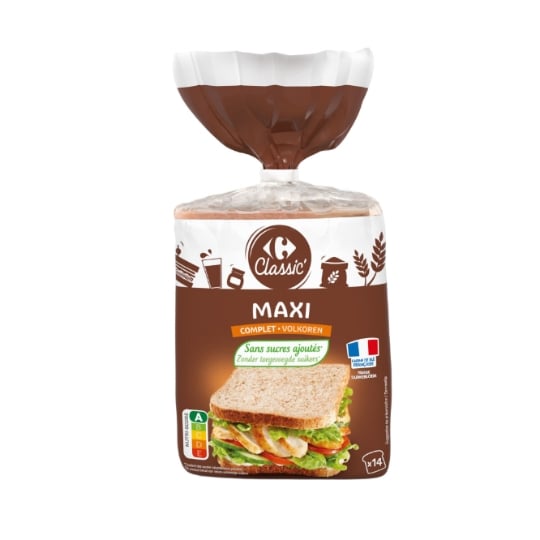 Pain de mie complet maxi CARREFOUR CLASSIC'