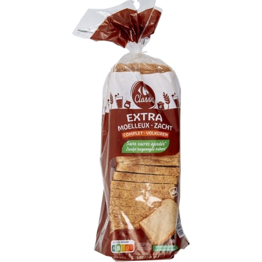 Pain de mie complet extra moelleux CARREFOUR CLASSIC'