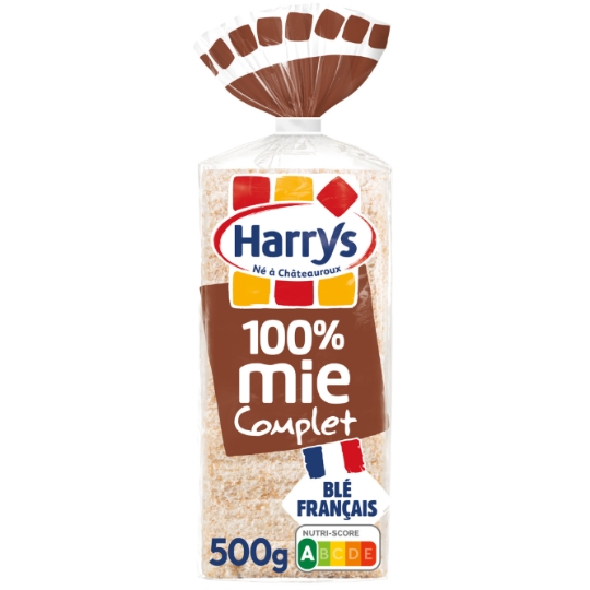 Pain de mie 100% mie complet sans croûte sans additifs HARRYS