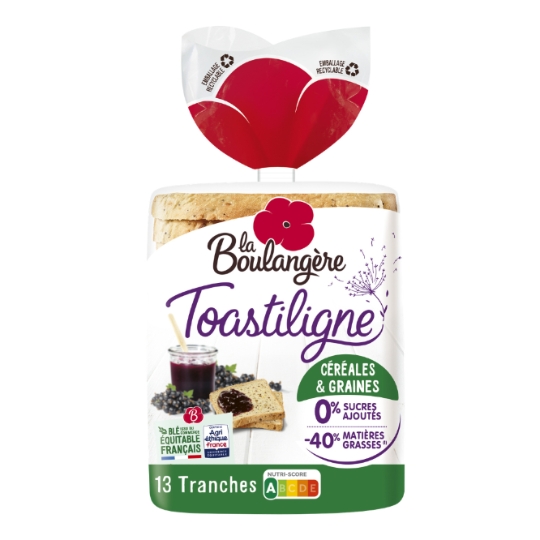 Pain de mie toastiligne céréales  LA BOULANGERE