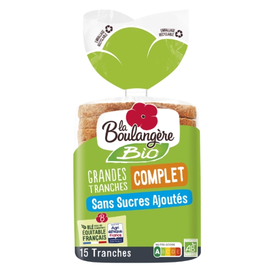 Pain de mie Bio Complet Sans Sucres Ajoutés LA BOULANGERE