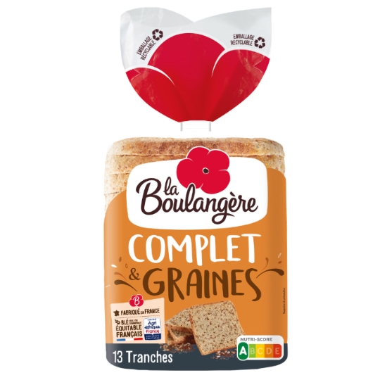 Pain de mie complet et graines LA BOULANGERE