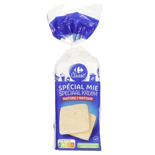 Pain de mie nature sans croûte CARREFOUR CLASSIC'