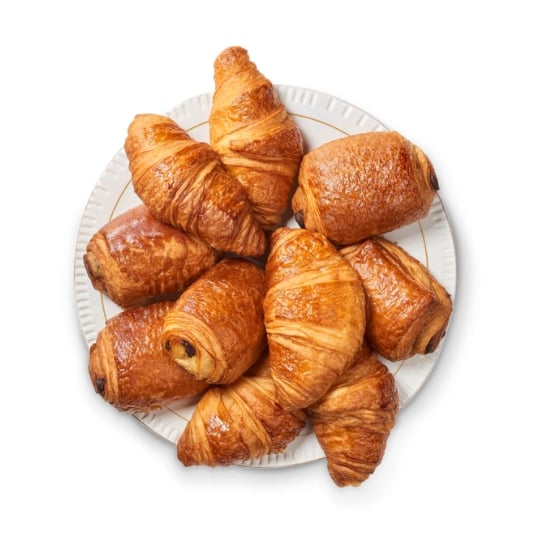 Assortiment Viennoiseries : 5 Croissants et 5 Pains au Chocolat Pur Beurre