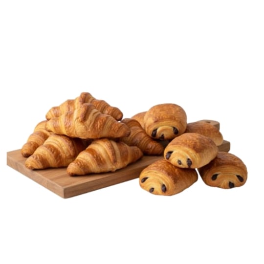 Assortiment Viennoiseries : 10 Croissants et 10 Pains au Chocolat
