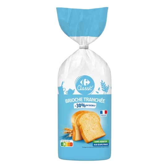 Brioche tranchée réduite en sucre CARREFOUR CLASSIC'