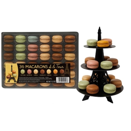 Macarons et présentoir en tour eiffel