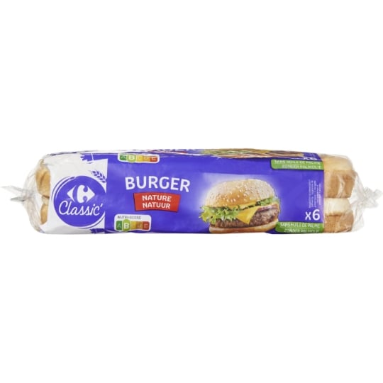 Pains spéciaux Burger nature CARREFOUR CLASSIC'