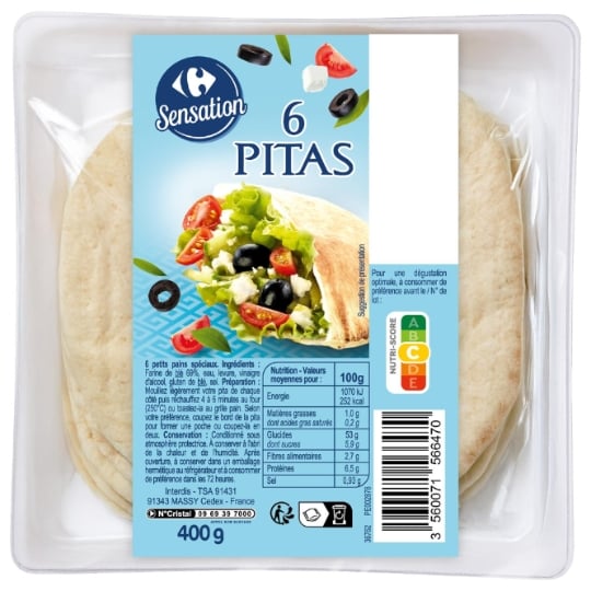 6 pitas CARREFOUR SENSATION