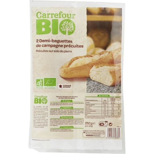 Demi-Baguettes Précuites Bio CARREFOUR BIO