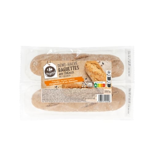 Demi-Baguettes aux Céréales Précuites CARREFOUR ORIGINAL