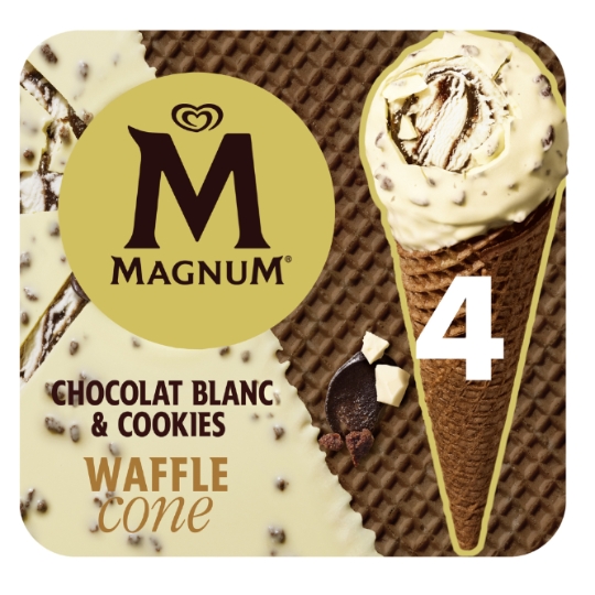 Glaces Cônes Chocolat Blanc Cookies MAGNUM