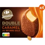 Glaces Bâtonnets Double Caramel Beurre Salé Chocolat CARREFOUR SENSATION