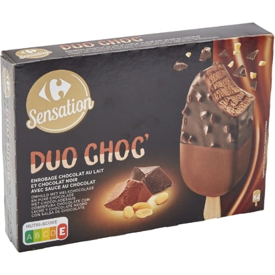 Glaces Bâtonnets Chocolat Lait et Noir CARREFOUR SENSATION