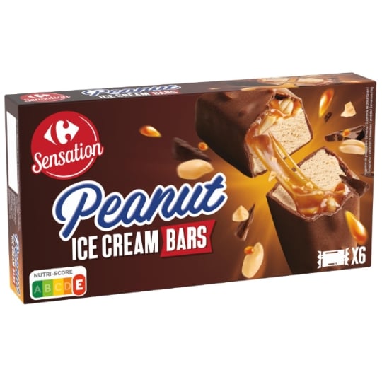 Barres Glacées Chocolat Caramel et Cacahuètes CARREFOUR SENSATION