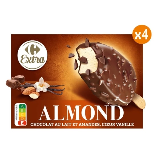Glaces Bâtonnets Vanille Chocolat et Amandes CARREFOUR EXTRA