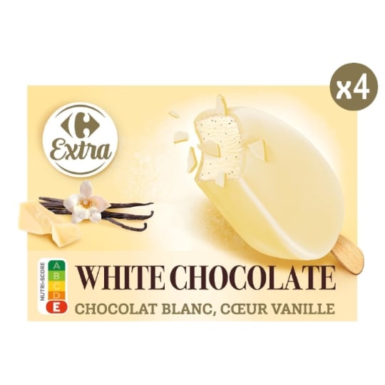 Glaces Bâtonnets Vanille Chocolat Blanc CARREFOUR EXTRA
