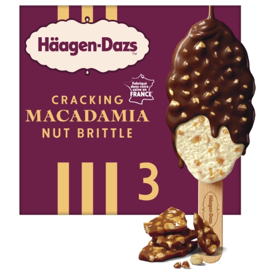 Glaces Bâtonnets Vanille Macadamia Caramélisées et Chocolat HAAGEN-DAZS