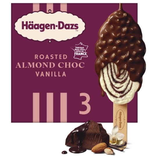 Glaces Bâtonnets Vanille Chocolat et Amandes Grillées HAAGEN-DAZS