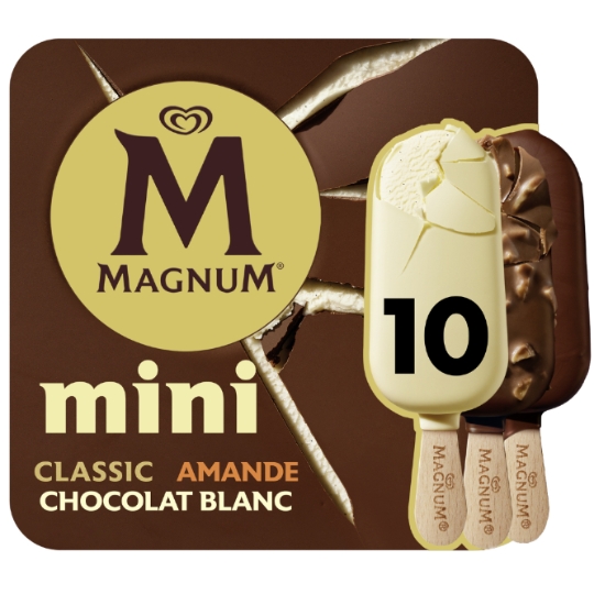 Glaces Bâtonnets Mini Classic Amandes et Chocolat Blanc MAGNUM