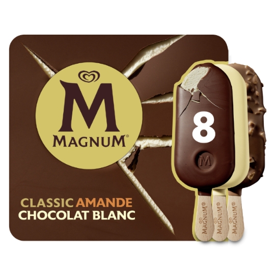 Glaces Bâtonnets Vanille Chocolat et Amandes MAGNUM