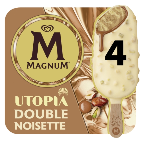 Glaces Bâtonnets Noisettes Amandes Pistaches et Chocolat Blanc Utopia MAGNUM