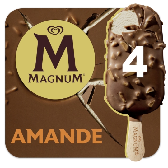 Glaces Bâtonnets Vanille Chocolat et Amandes MAGNUM