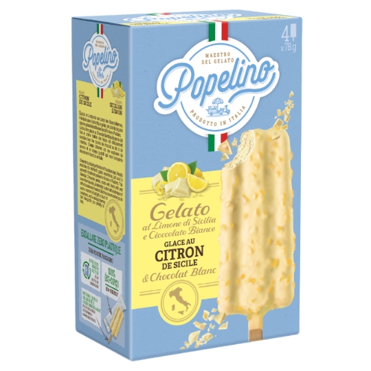 Glaces Bâtonnets Citron de Sicile Chocolat Blanc POPELINO