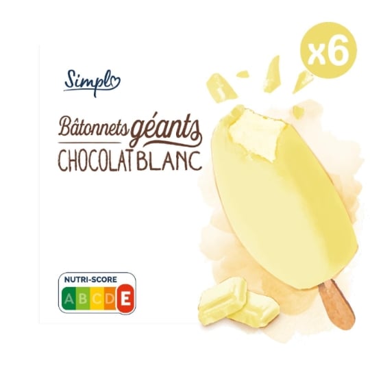 Glaces Bâtonnets Vanille Chocolat Blanc SIMPL