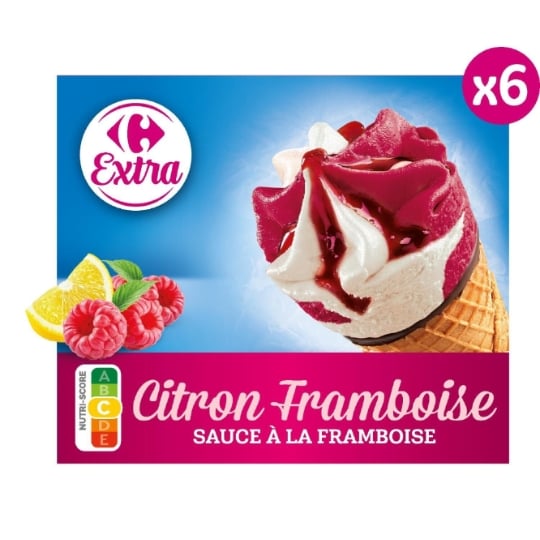 Glaces Cônes Citron Framboise CARREFOUR EXTRA