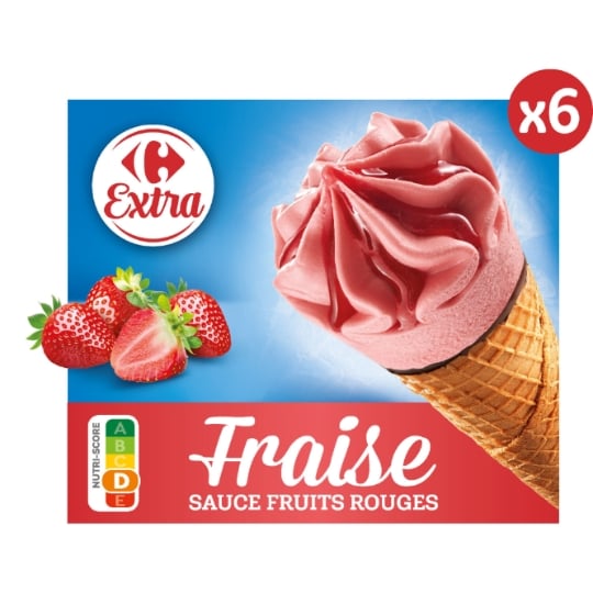 Glaces Cônes Fraise Fruits Rouges CARREFOUR EXTRA