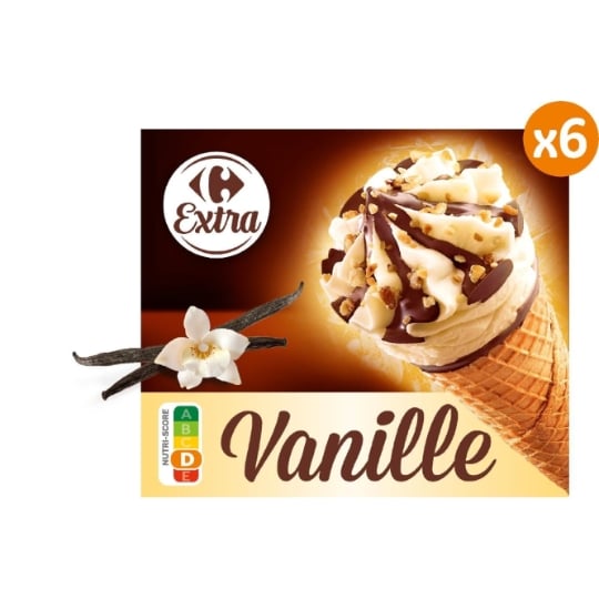 Glaces Cônes Vanille CARREFOUR EXTRA