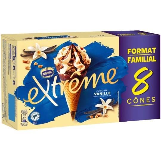 Glaces Cônes Vanille Pépites de Nougatine EXTREME