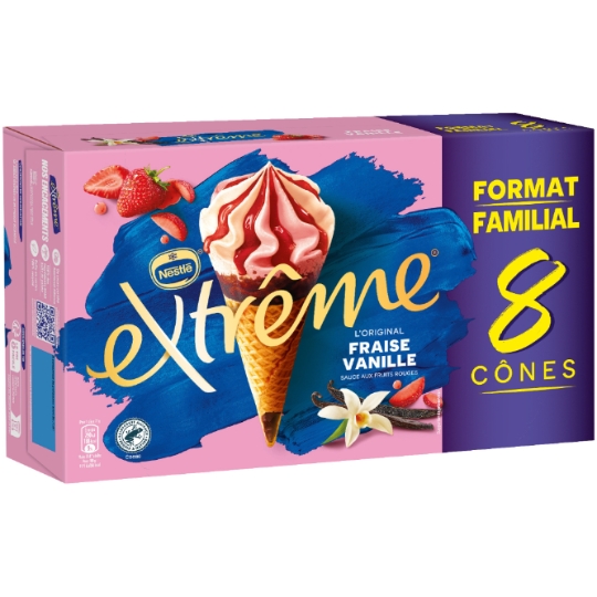 Glaces Cônes Fraise Vanille EXTREME
