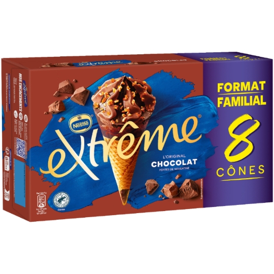 Glaces Cônes Chocolat Pépites de Nougatine EXTREME