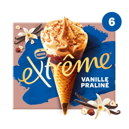 Glaces Cônes Vanille Praliné EXTREME